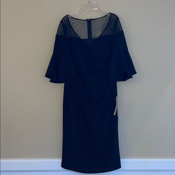 Calvin Klein Sheer Top MIDI Dress Black Size 6 - Picture 1 of 8